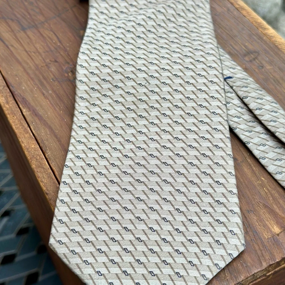 Palentina Beige Patterned Men's Silk Tie