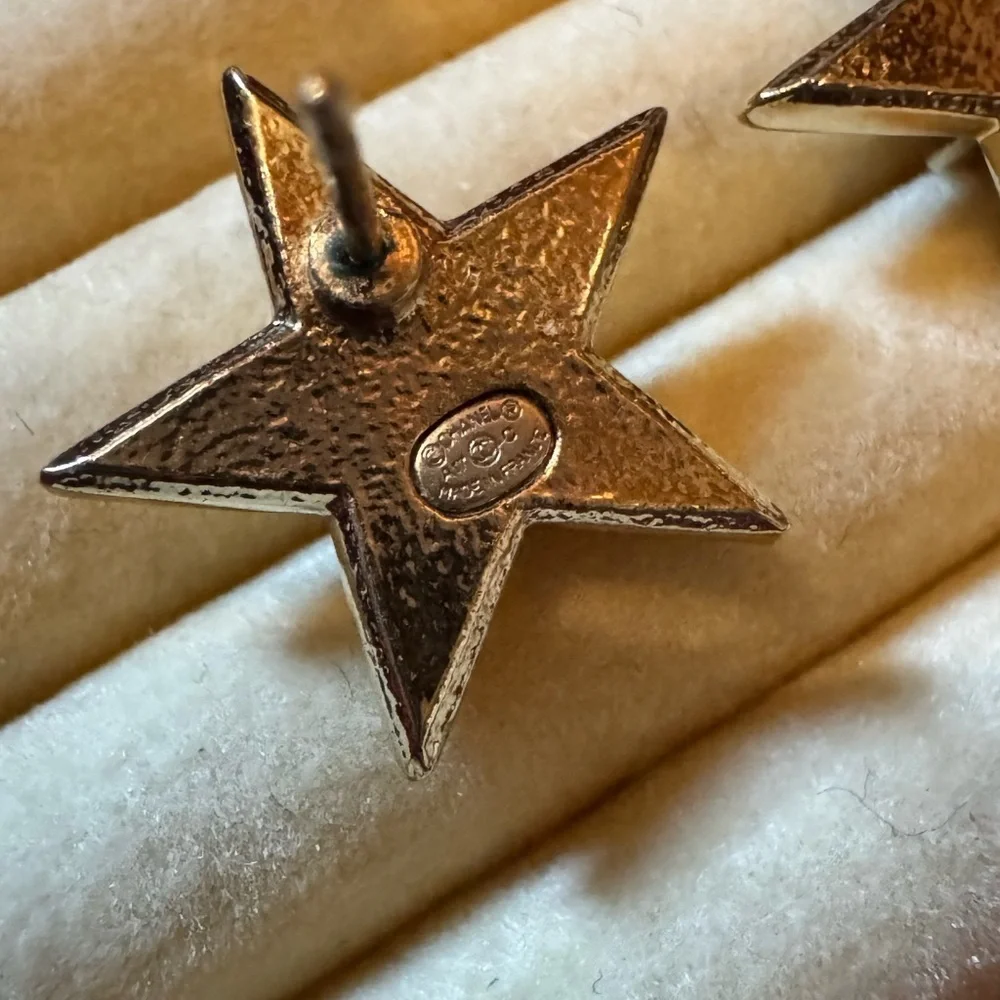 Authentic Chanel Gold CC Star Earrings