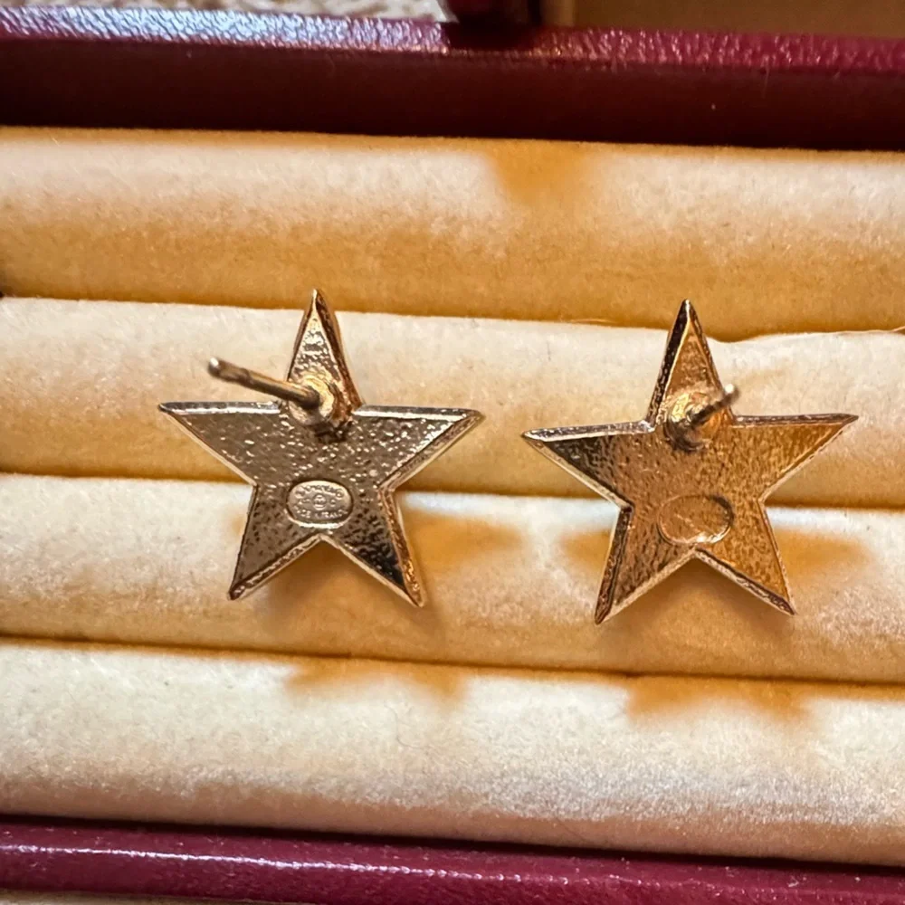 Authentic Chanel Gold CC Star Earrings