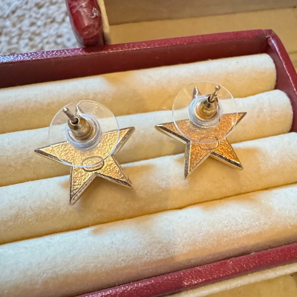 Authentic Chanel Gold CC Star Earrings
