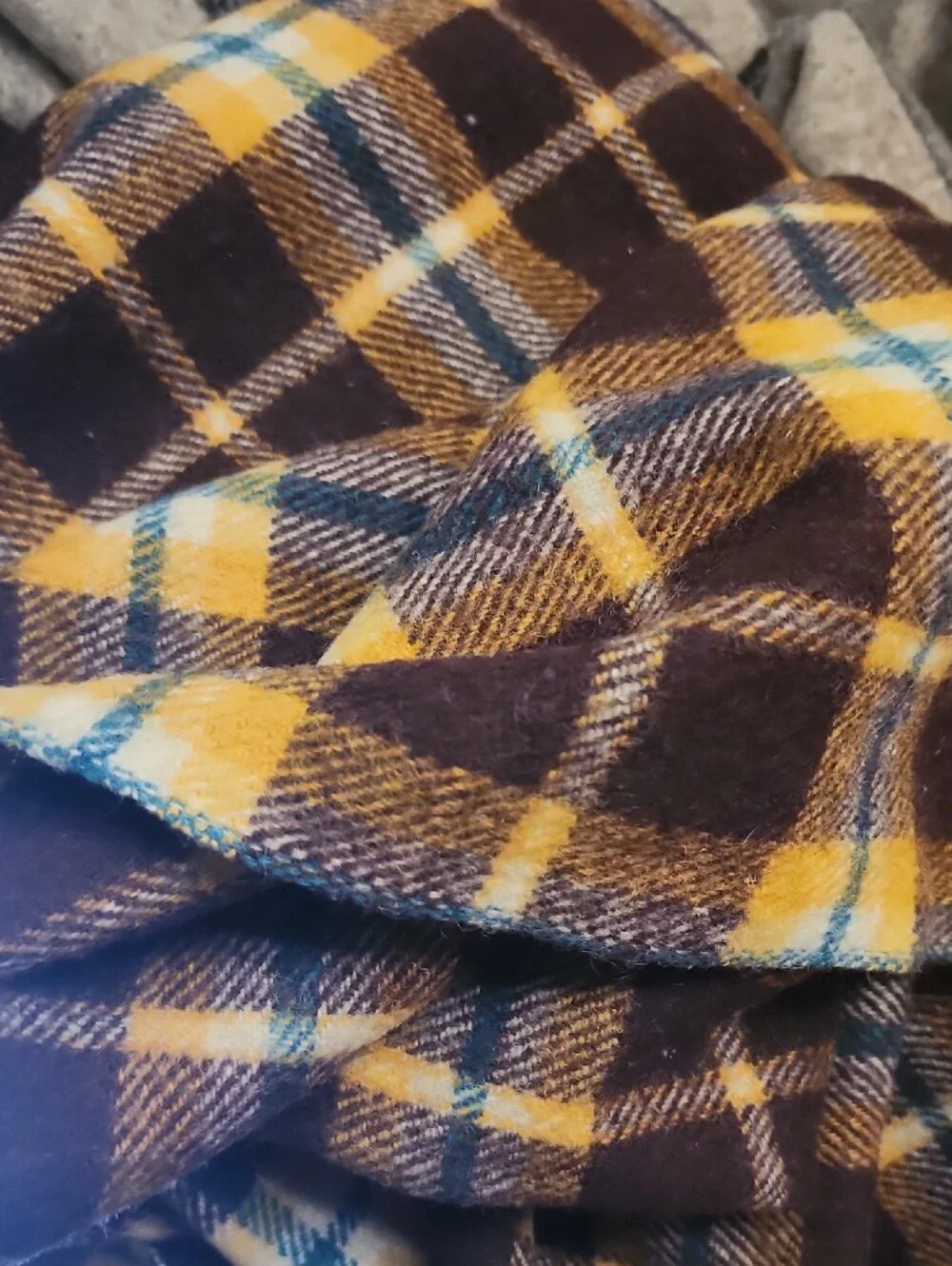 💥4th July Sale 💥Vintage Faribault Wool Mills Brown Yellow  Plaid Wool Blanket