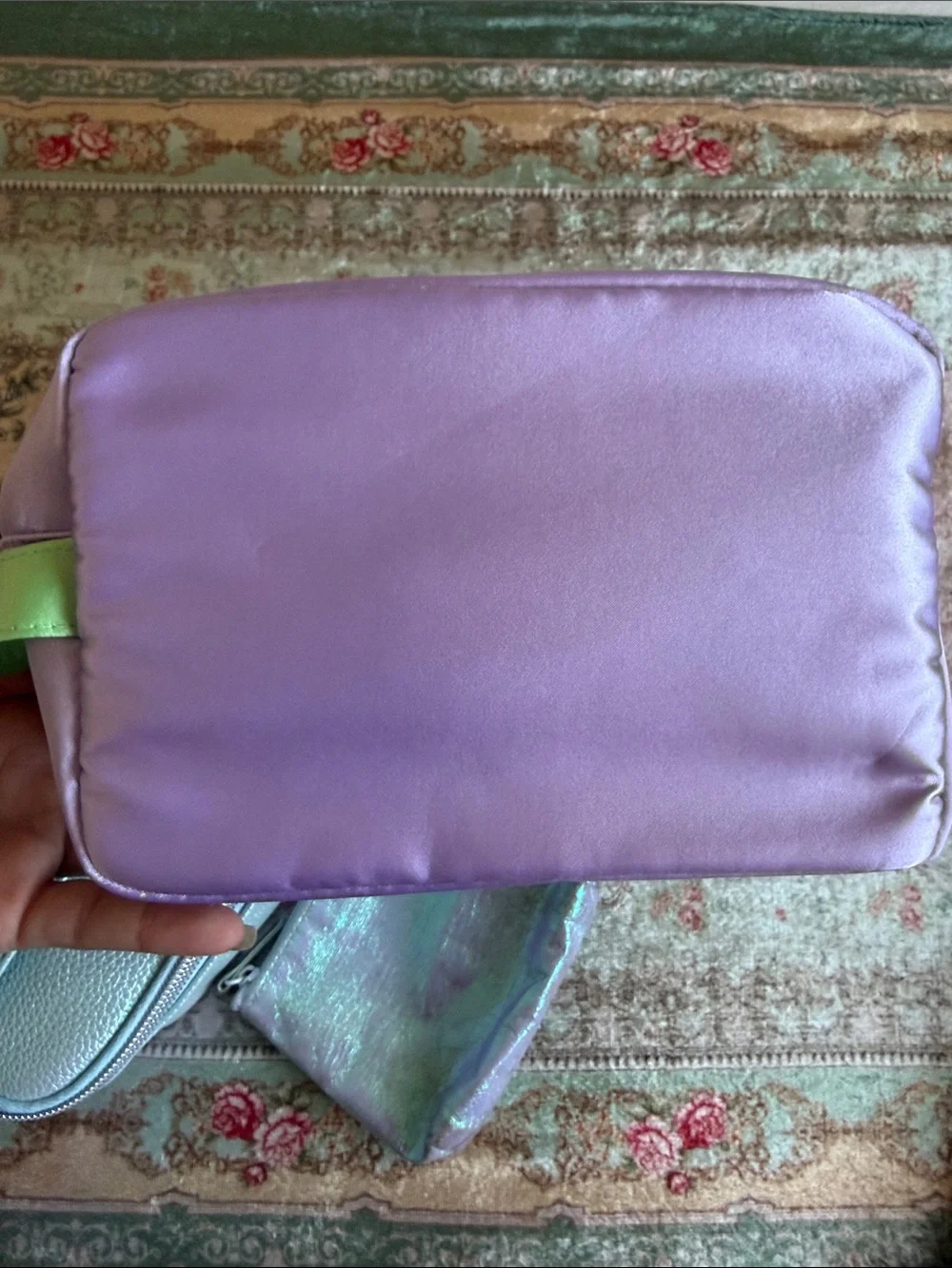 Lilac and Iridescent Cosmetic Pouch Set - Women Bags