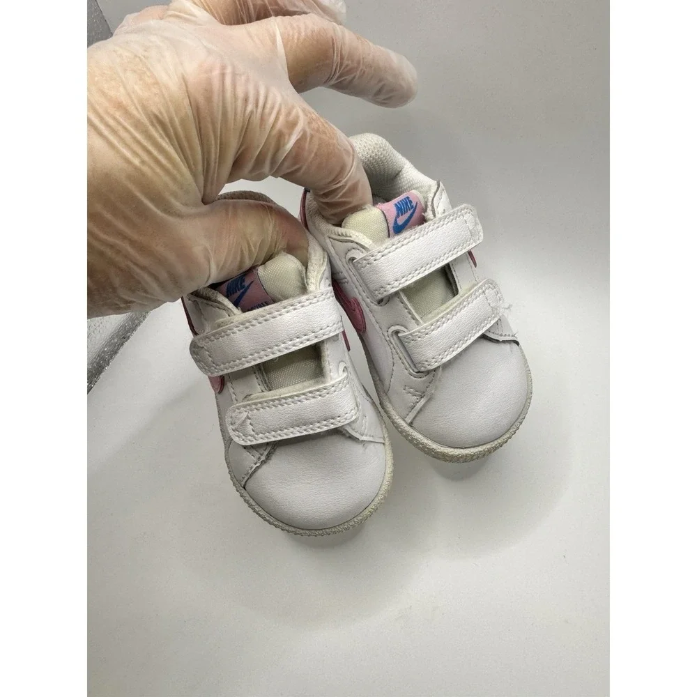 Nike Court Royale Toddler Girl 4C White Pink Blue Sneakers Active Running Shoes