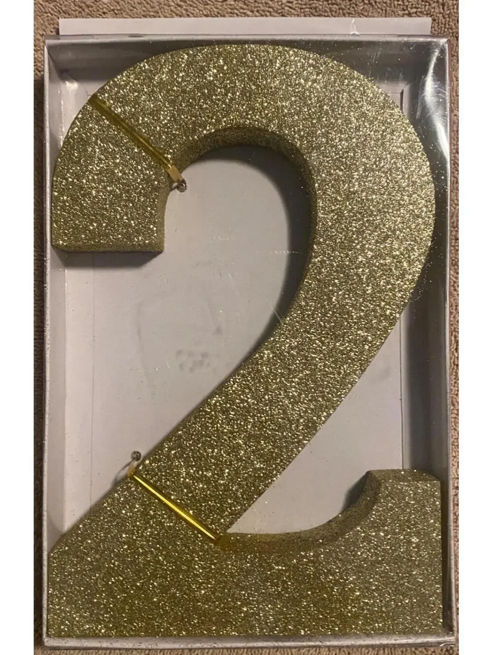 Number Two Glitter Number Sign, Gold 10” for Wedding/Anniversary/Birthday