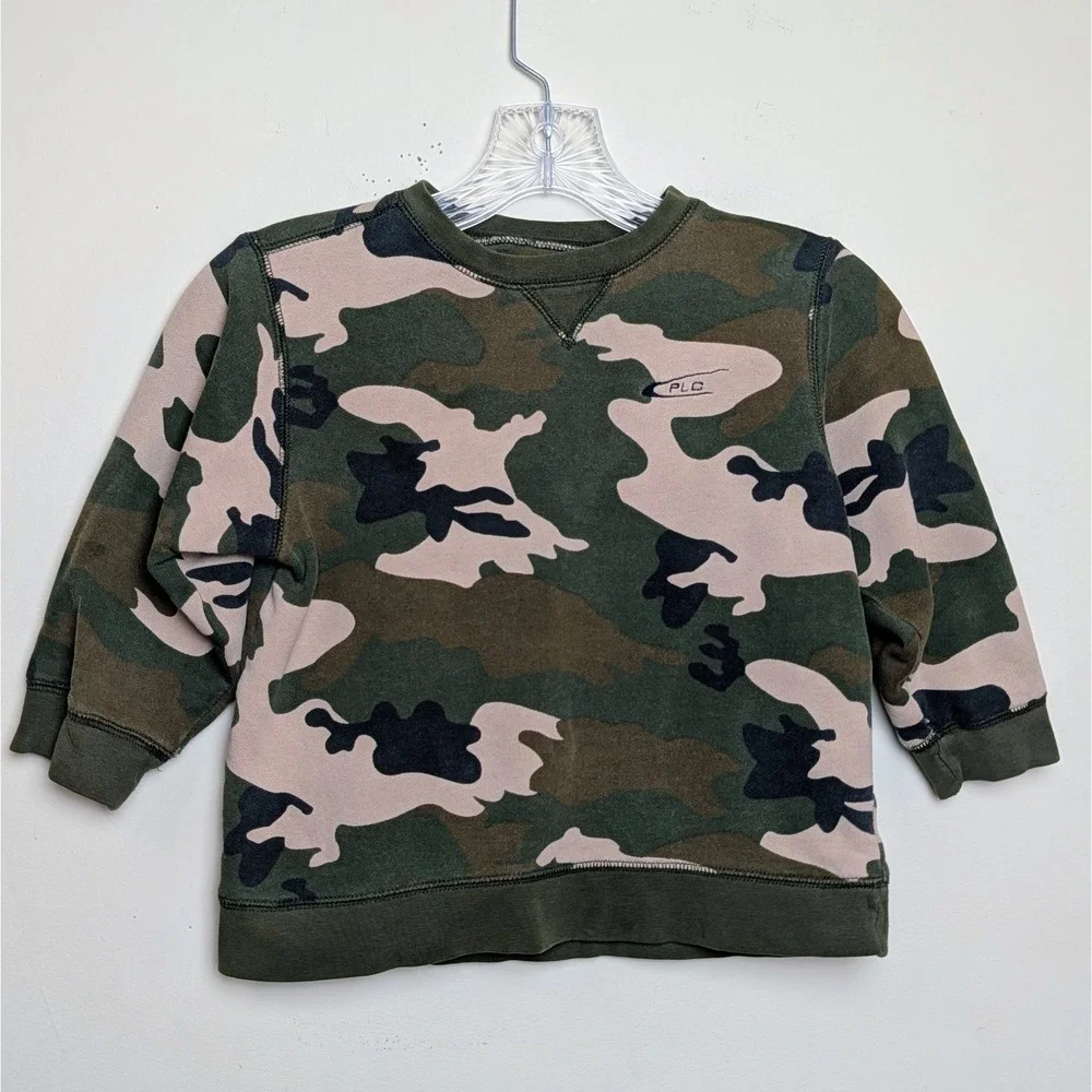 Vintage The Children's Place Camo Camouflage 90s Crewneck Sweatshirt Size 5