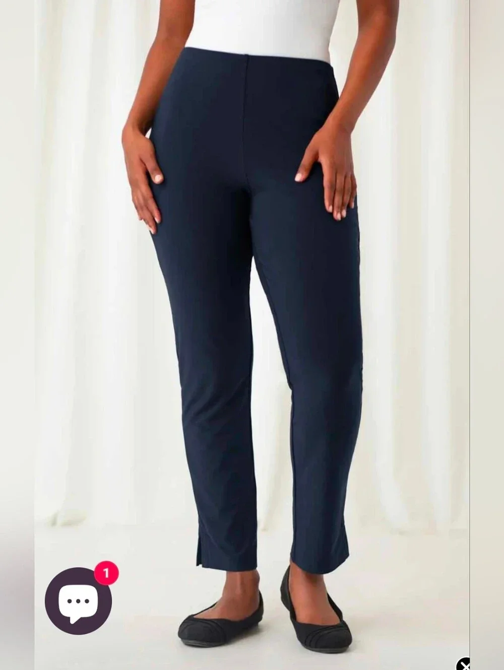 ❤️ SYMPLI HIGH RISE NARROW PANT MIDI, PULL ON, NAVY BLUE, 10 (30)