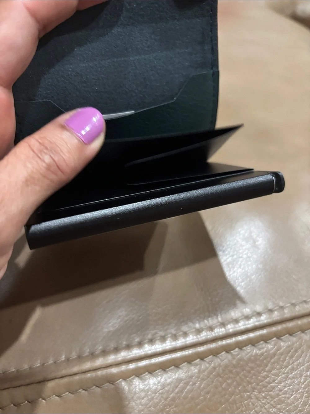 Teal Croc-Embossed Snap Card Holder