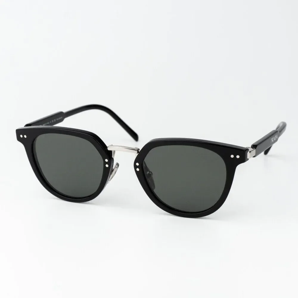 Prada Women Sunglasses Black Green Polarized Oval PR17YS 1AB03R BRAND NEW
