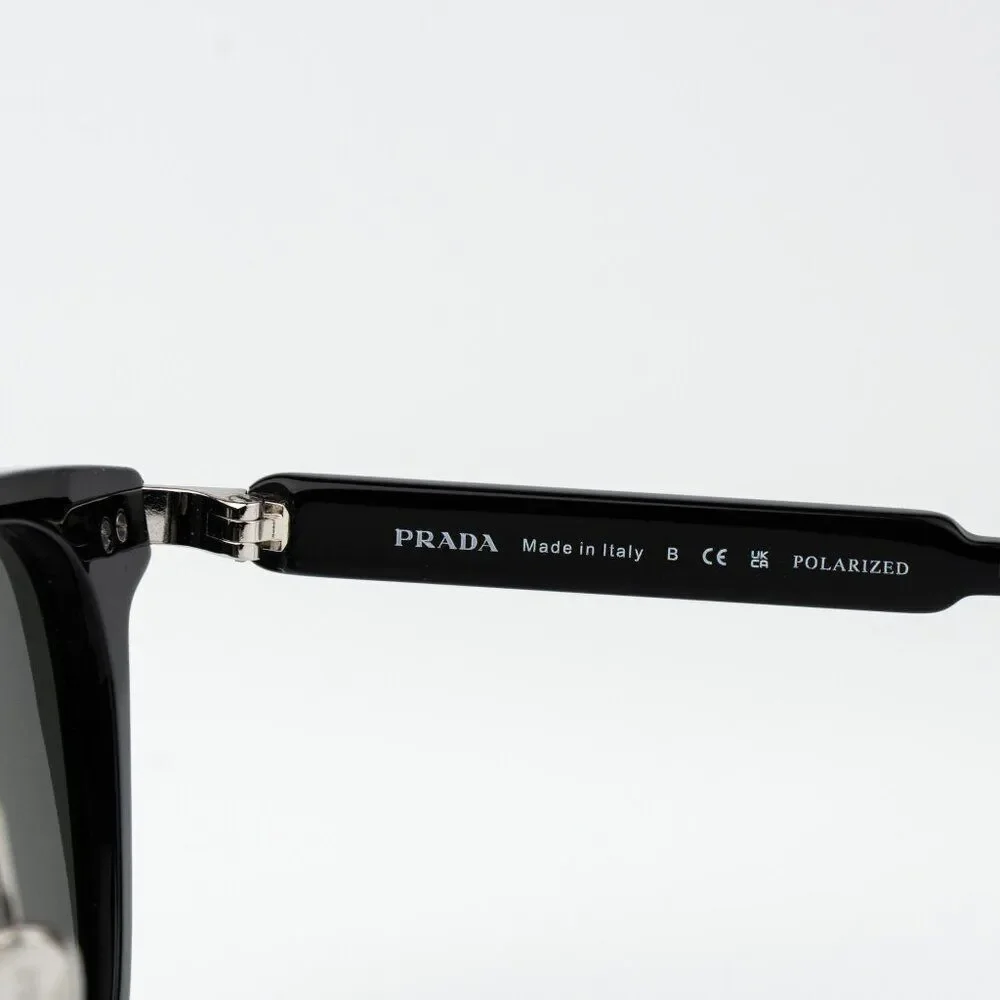 Prada Women Sunglasses Black Green Polarized Oval PR17YS 1AB03R BRAND NEW