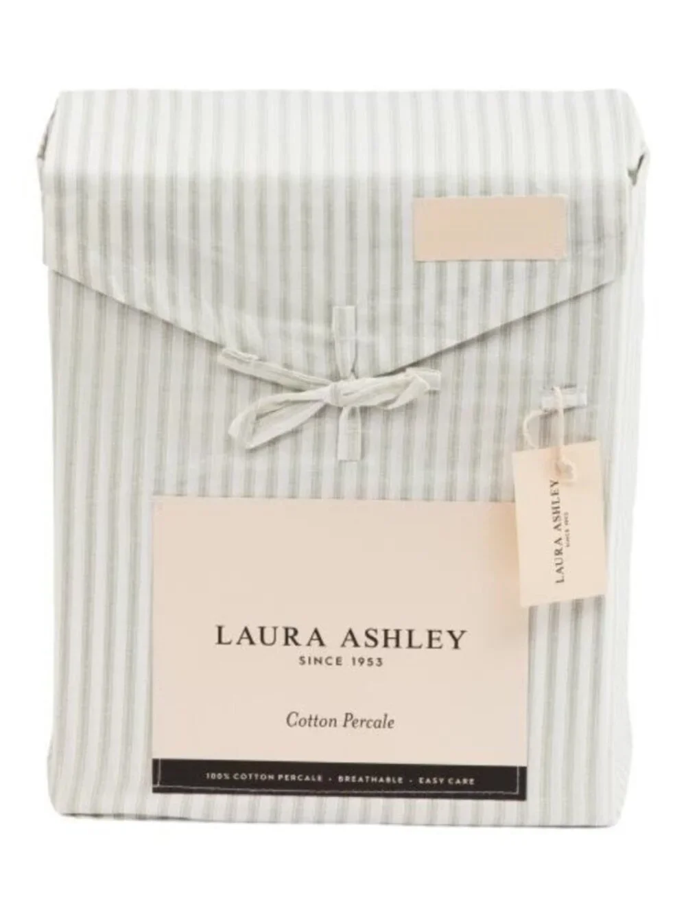 LAURA ASHLEY Cotton Percale Ticking Stripe Sheet Set