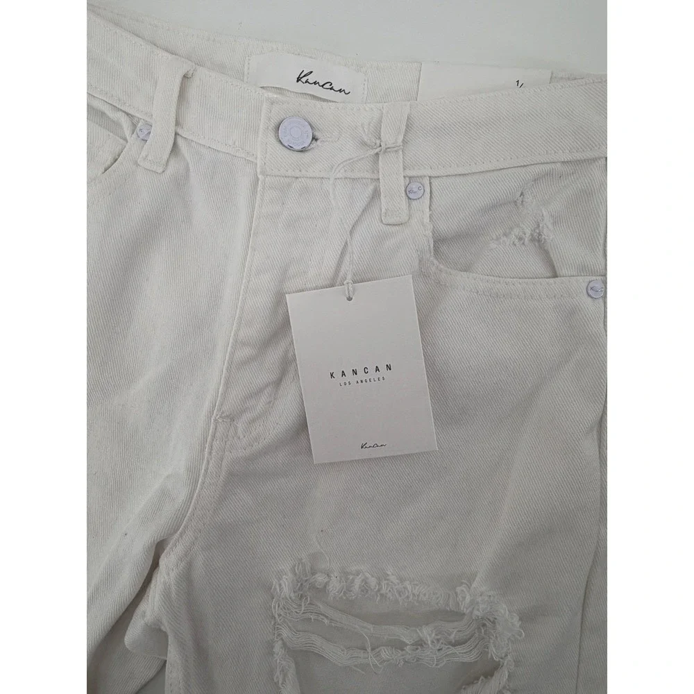 KanCan White Distressed Mom Jeans High Rise Tapered Leg Size‎ 1/24 NWT