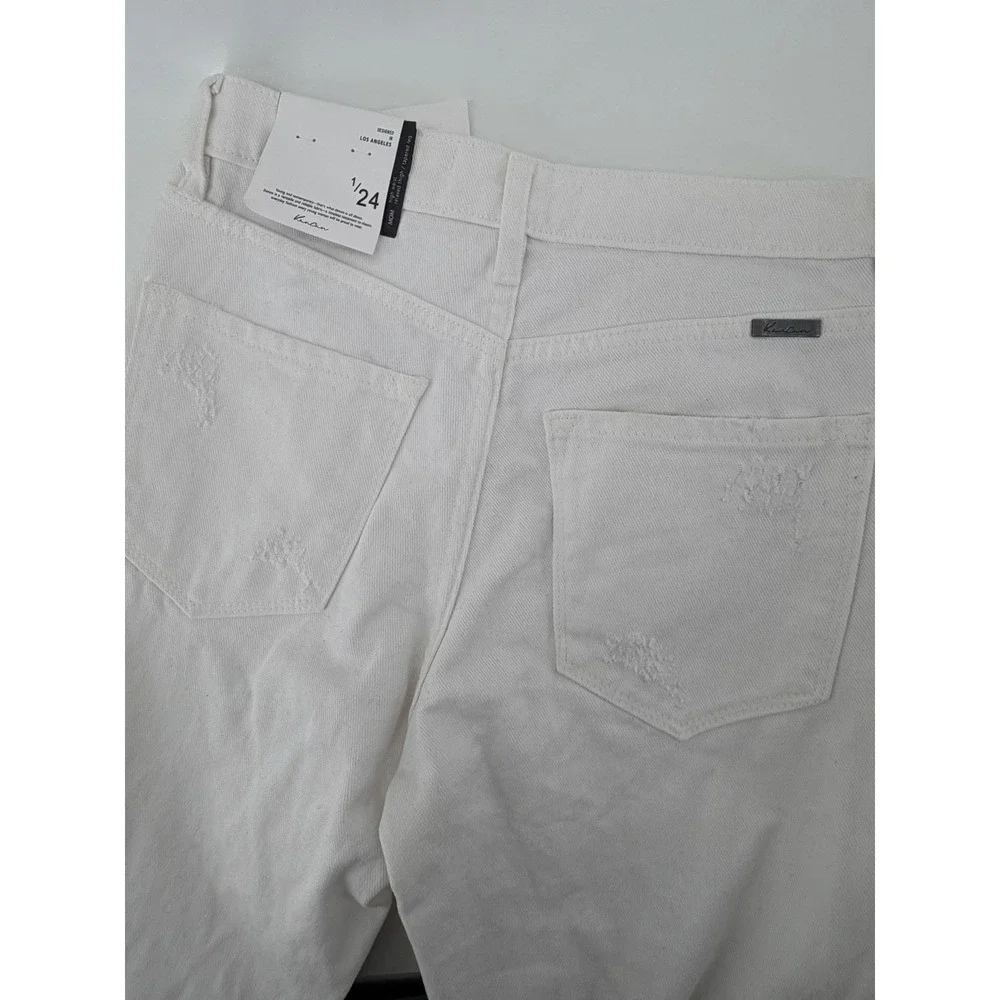 KanCan White Distressed Mom Jeans High Rise Tapered Leg Size‎ 1/24 NWT
