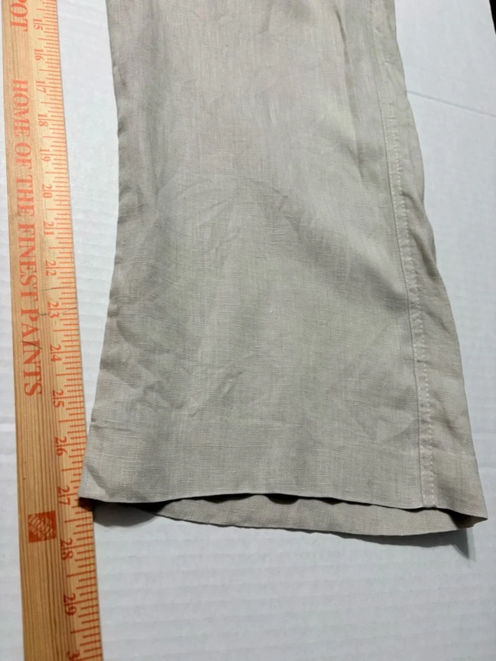 Men's Bruno New York Beige Linen Relaxed Fit Drawstring Casual Pants Pockets M