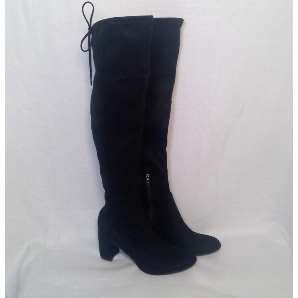 Marc‎ Fisher Over the Knee Boots Women's size 8.5 M Tie Back Detail Block Heel
