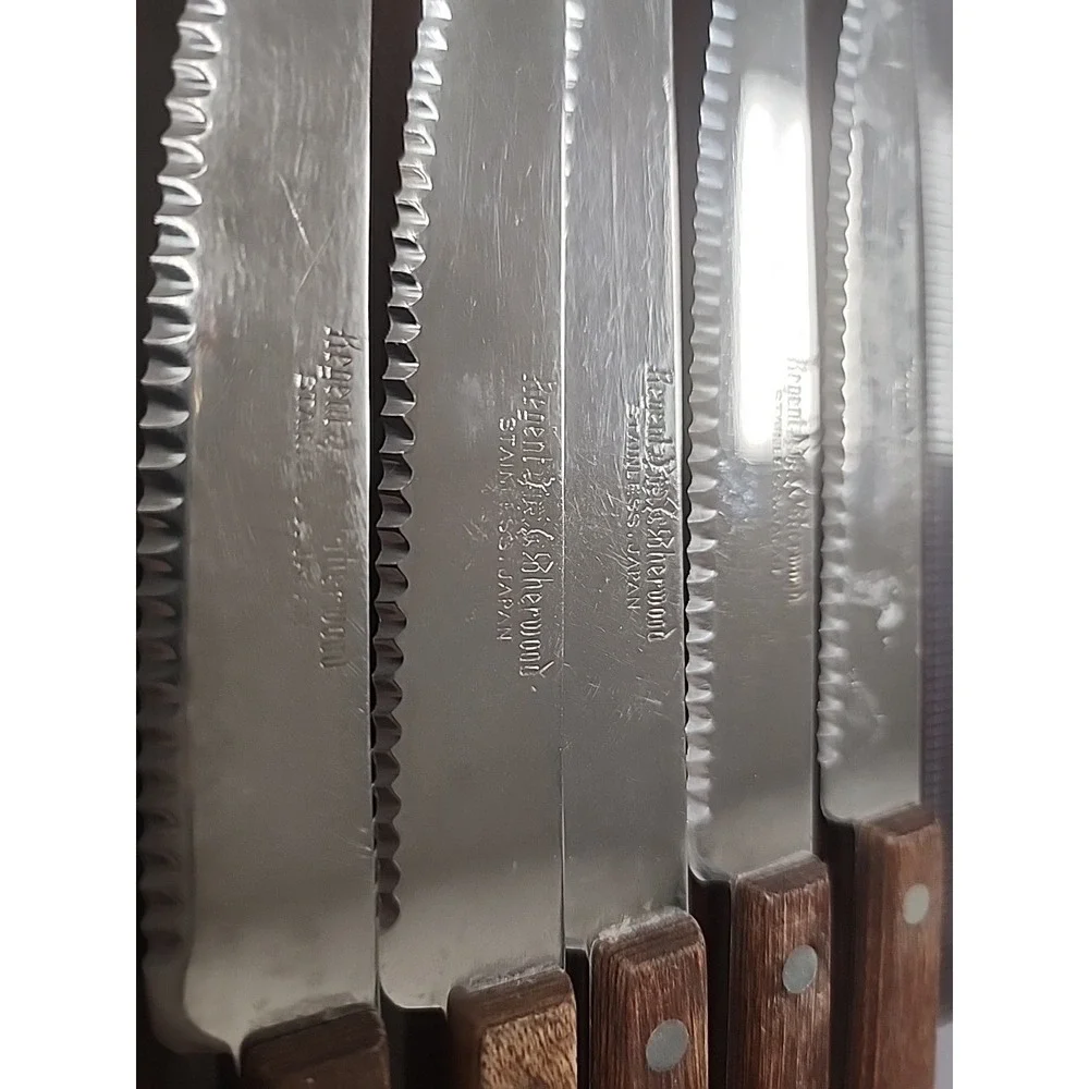 Set  Of 6 VTG ‎ Regent Sherwood Steak Knives Stainless. Made In Japan.