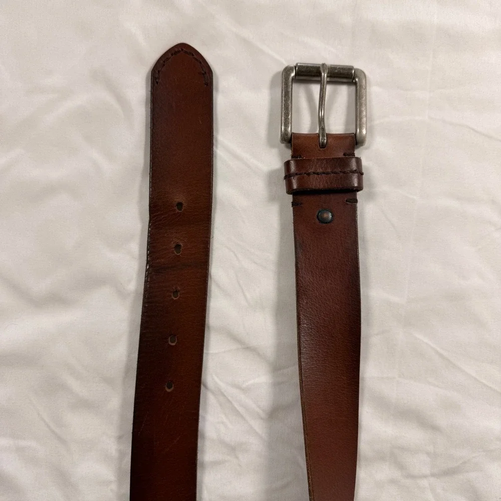 Fossil Mens Brown Genuine Leather Belt Size 36 SMB107020136 Roller Buckle Casual