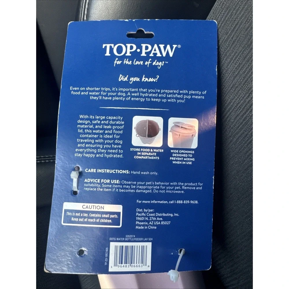 Top Paw For Travel Container For Dog 2-in-1‎ Food And Water Leak Proof Portable