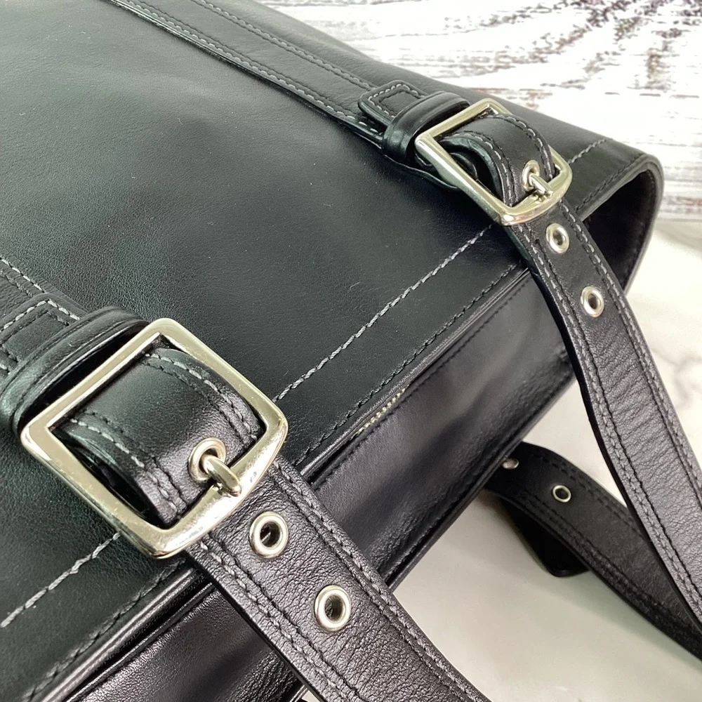 COACH VINTAGE HAMPTON BLACK SHOULDER BAG TOTE SMOOTH‎ LEATHER PURSE WORK