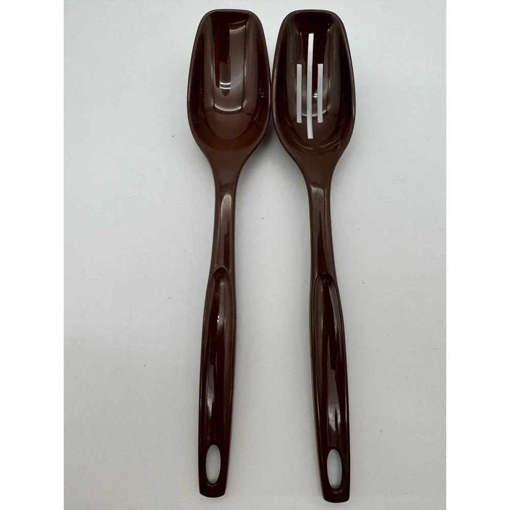 Foley Brown Melamine Salad Serving Spoon & Fork Set Vintage Mid Century