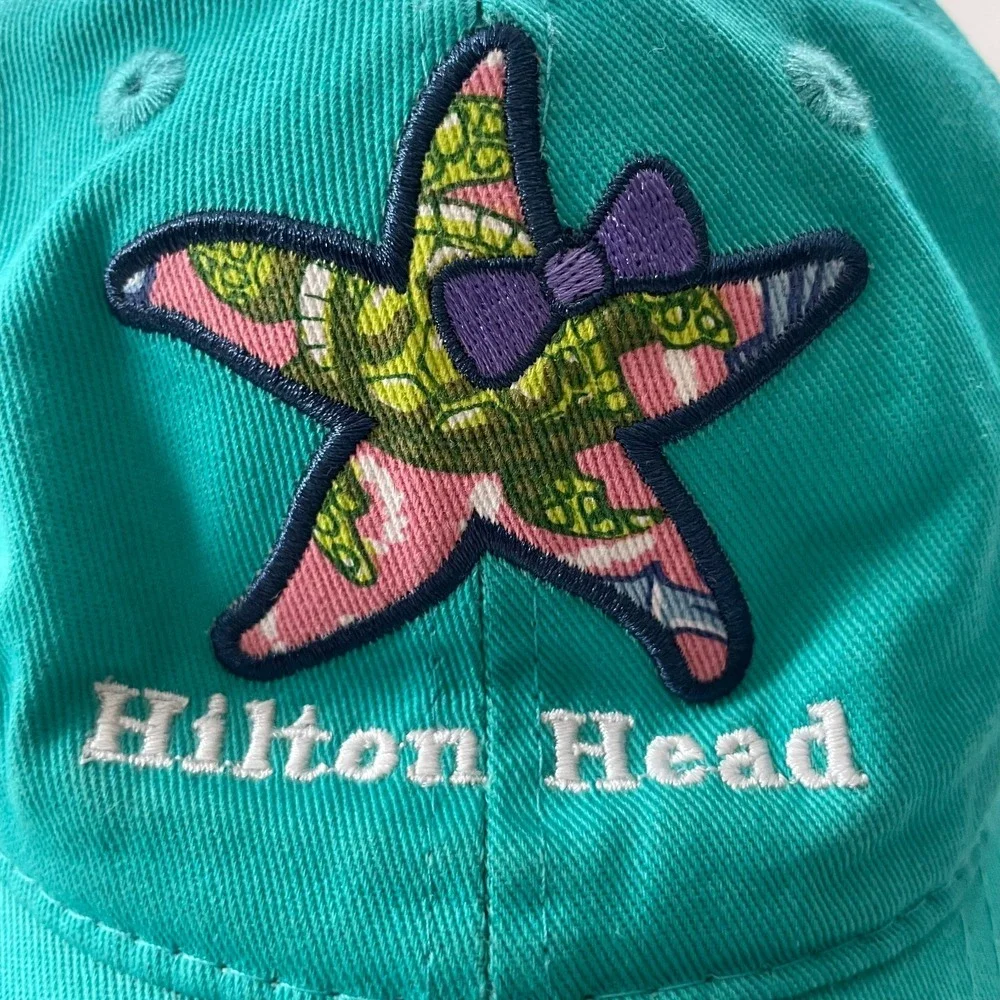 CSI Hilton‎ Head Baseball Cap Womens OSFM Teal Starfish Embroidered Hat