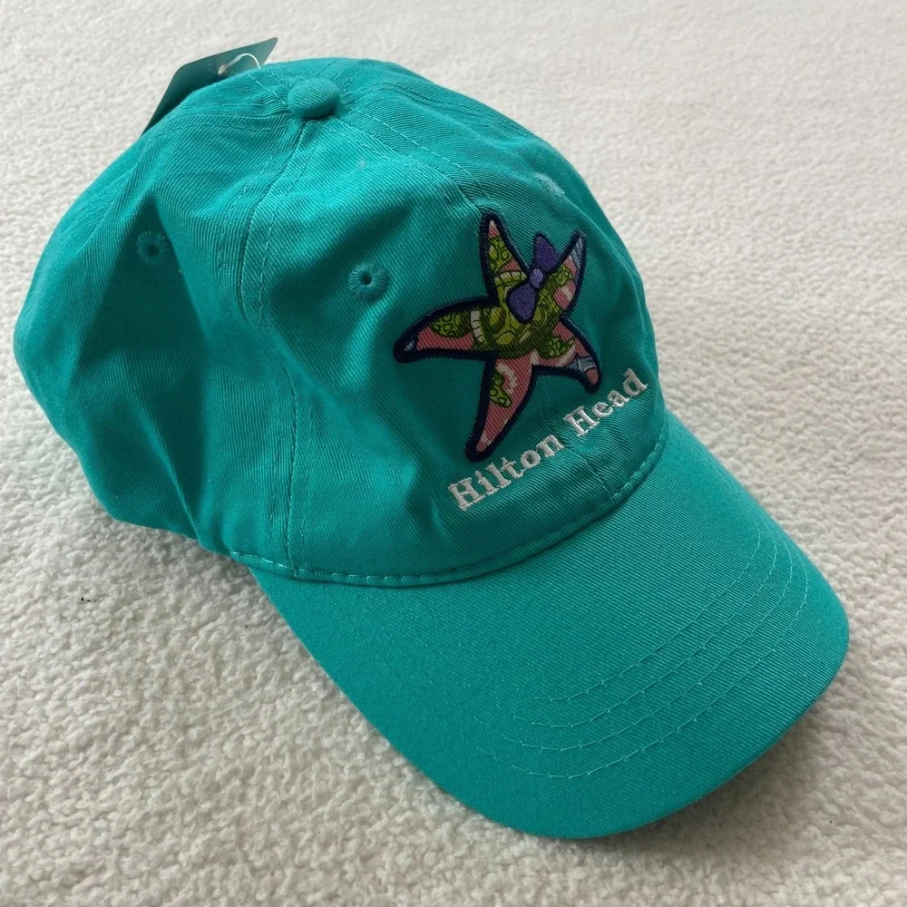 CSI Hilton‎ Head Baseball Cap Womens OSFM Teal Starfish Embroidered Hat