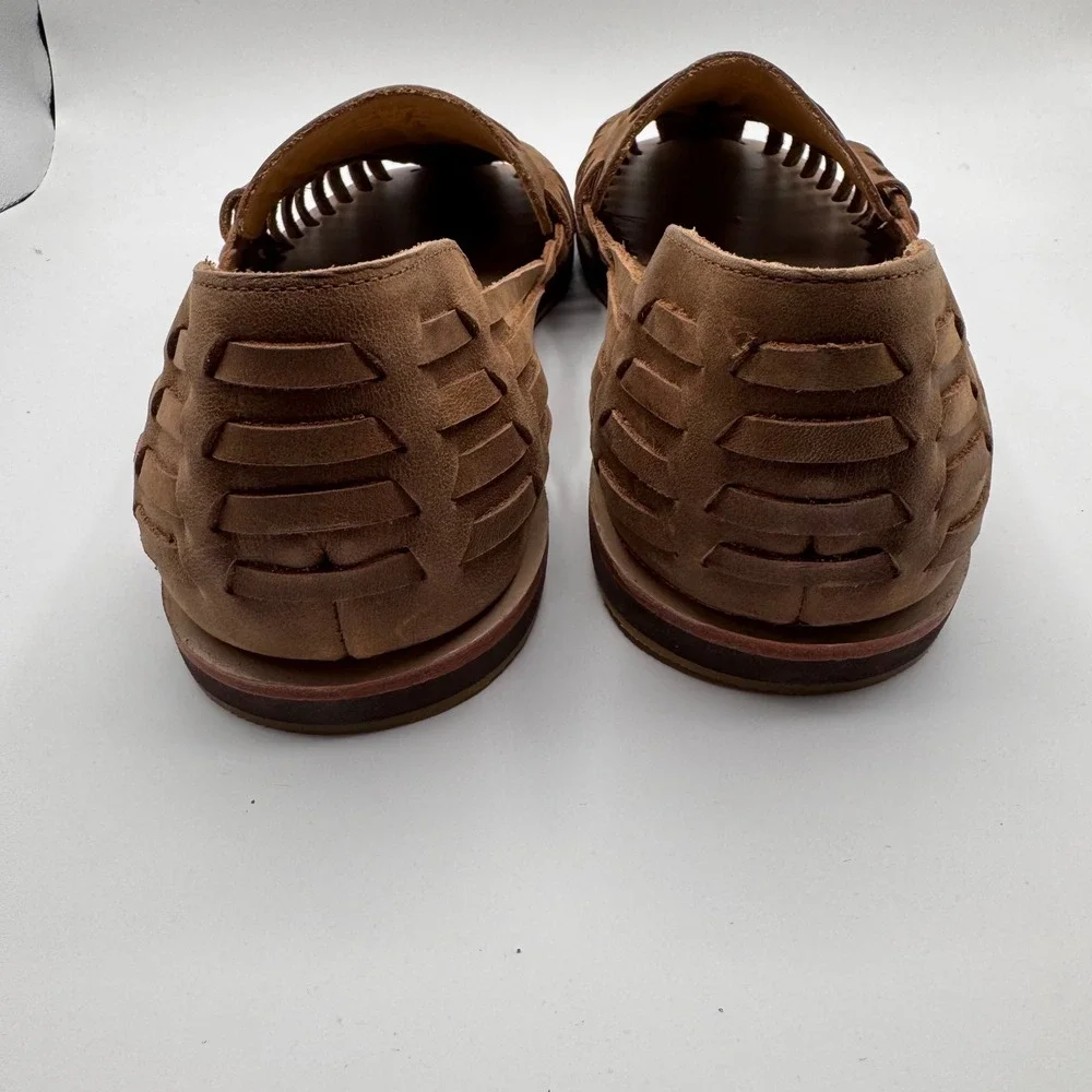 Nisolo Tobacco Leather Huarache Sandals Men's 12.5 Made in Peru Woven Comfort‎