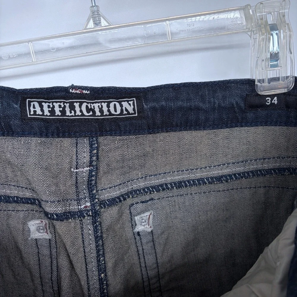 Affliction Gage Jeans Size 34 Mens Denim Biker Grunge Distressed Grunge Dark Y2K