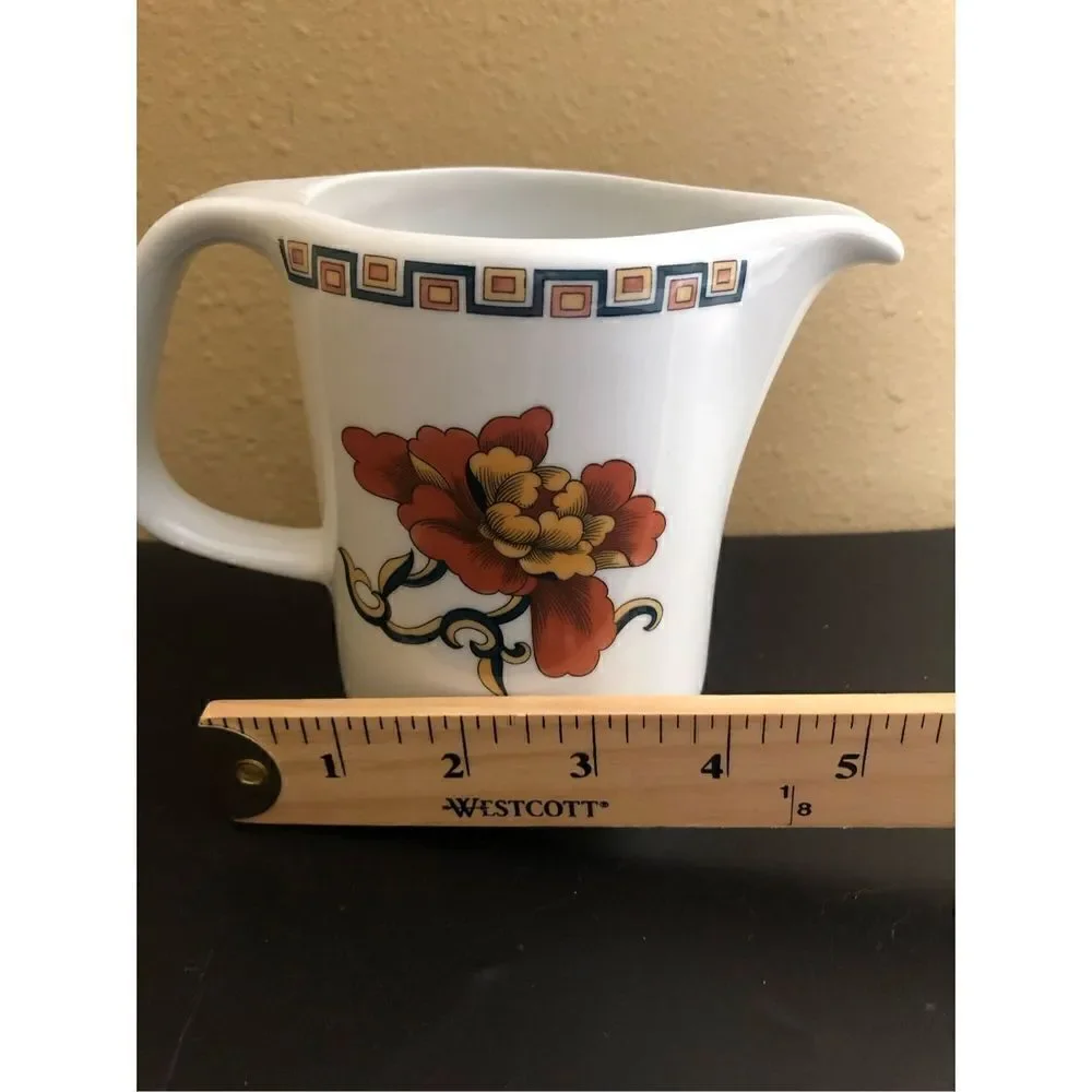 France 2 Ceramic Cream Pitcher with Flowers on Both Sides 5”