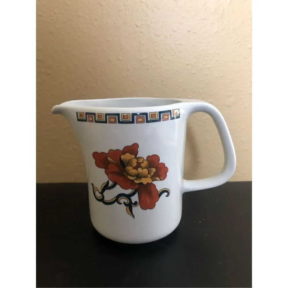 France 2 Ceramic Cream Pitcher with Flowers on Both Sides 5”