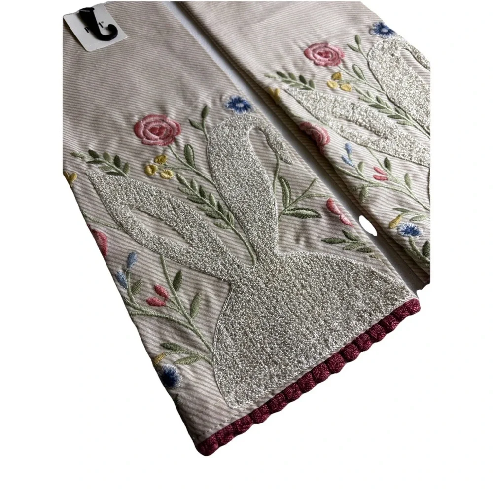 Pier 1 Imports Easter Bunny Napkin Set (2)‎ 100% Cotton India NWT