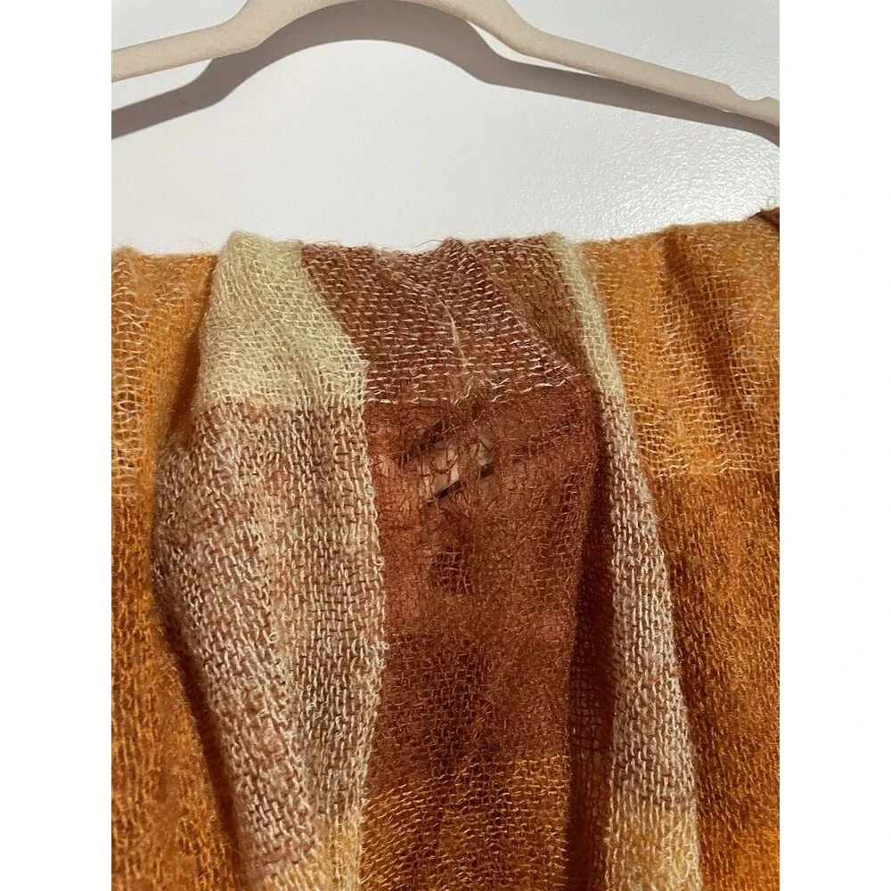 Glen Cree 100% Mohair Lap Throw Blanket Scotland Orange Yellow Plaid  78x53 READ