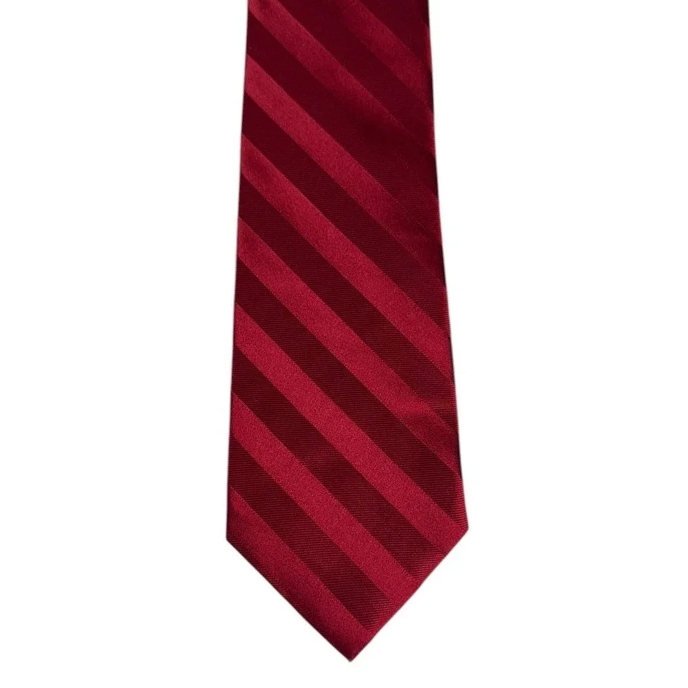 Croft‎ & Barrow Mens Silk Tie Red Striped Quiet Luxury Old Money Retro Preppy