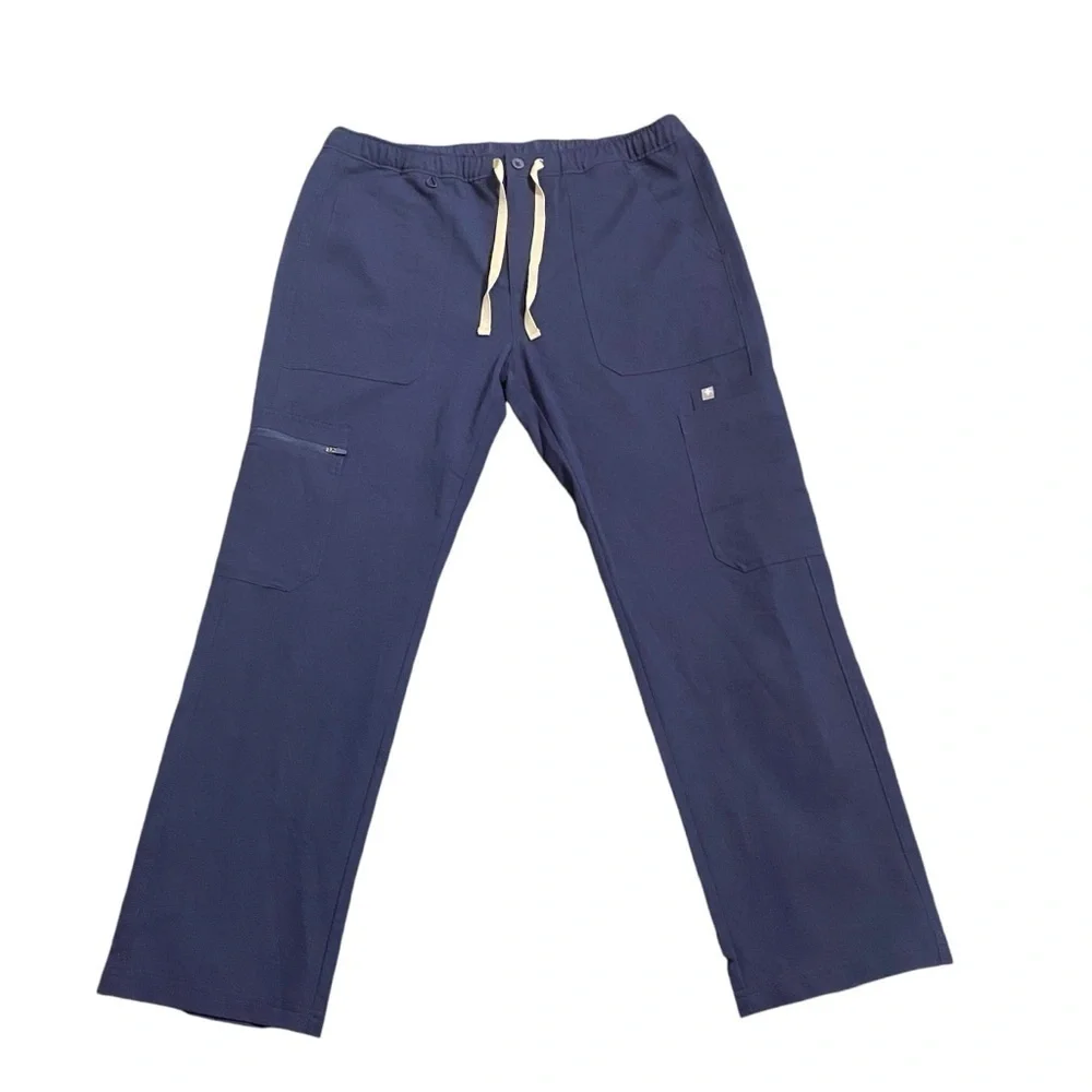 Figs Medical Mens Scrub Pants Navy Blue, Zipper and Button Closure Pockets SZ LS