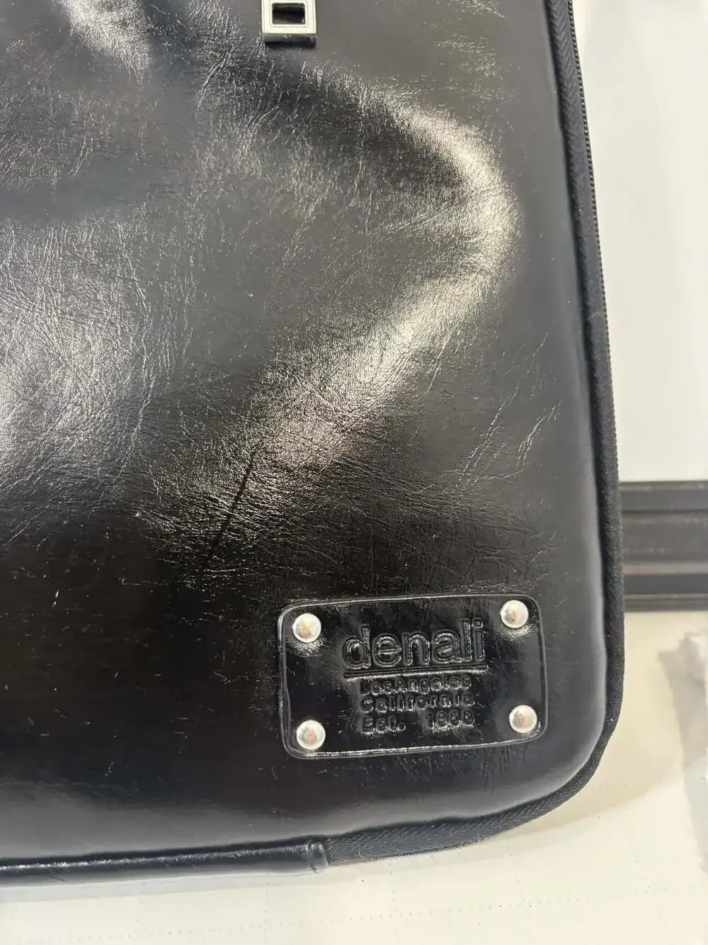 Denali Los Angeles Est. 1968 Black Faux Leather Laptop Briefcase Bag