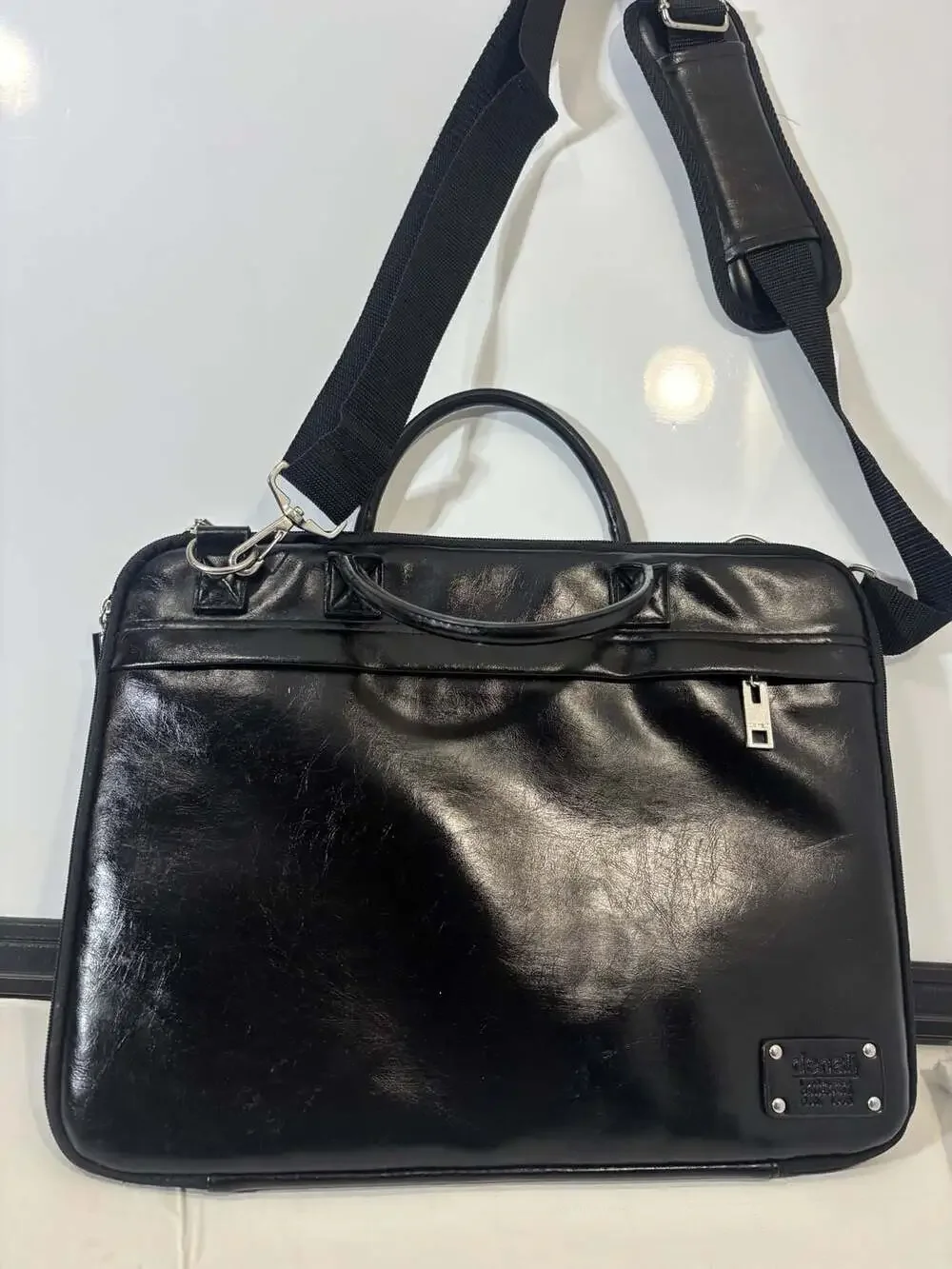 Denali Los Angeles Est. 1968 Black Faux Leather Laptop Briefcase Bag