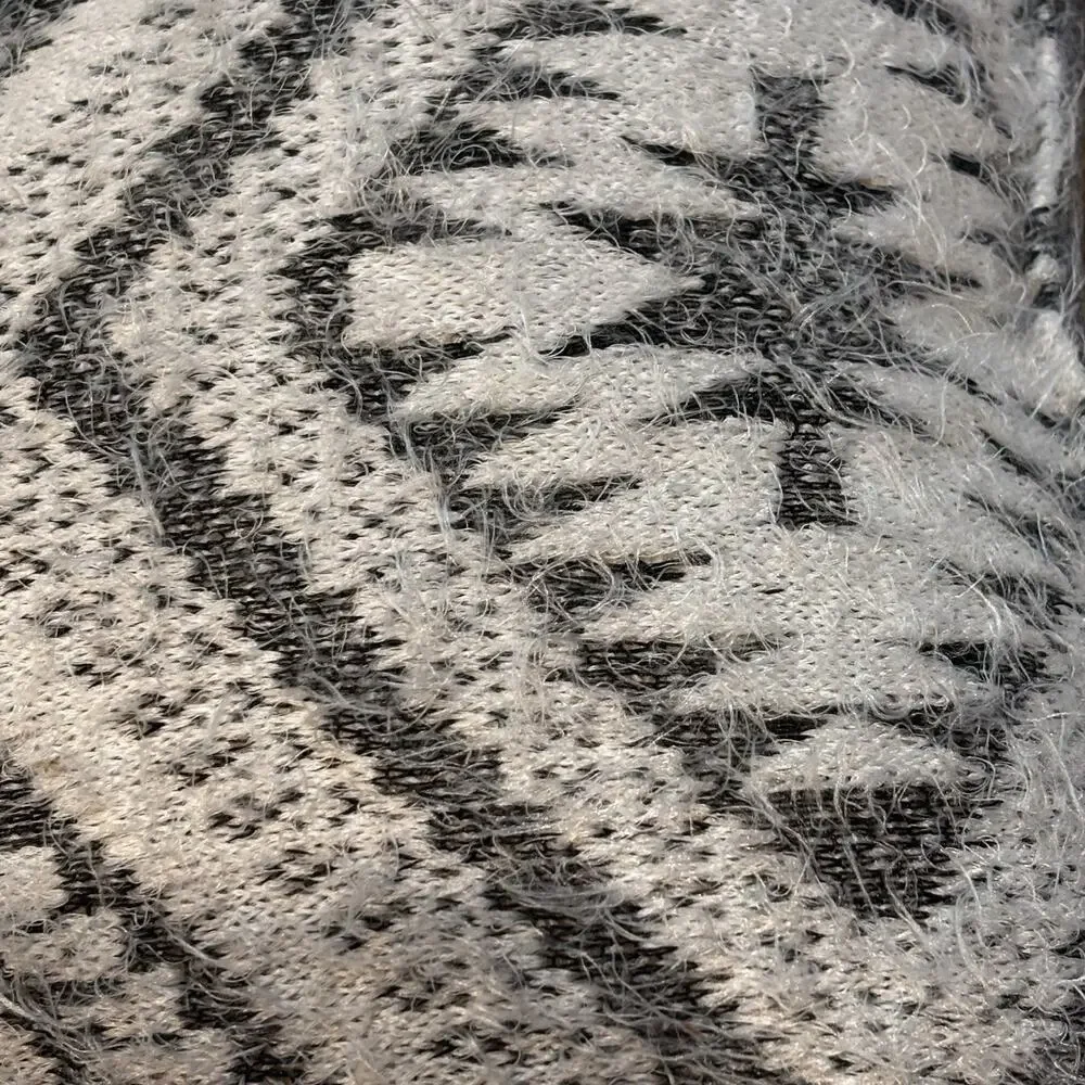 Longchamp 1948 Gray White Diamond Pattern Lumbar Wool Blend Pillow 14x19 Lodge