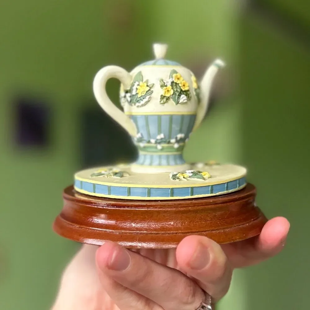 VTG Dainty Floral Elegant Teapot Kettle On Base Our American Unique Mini Accent