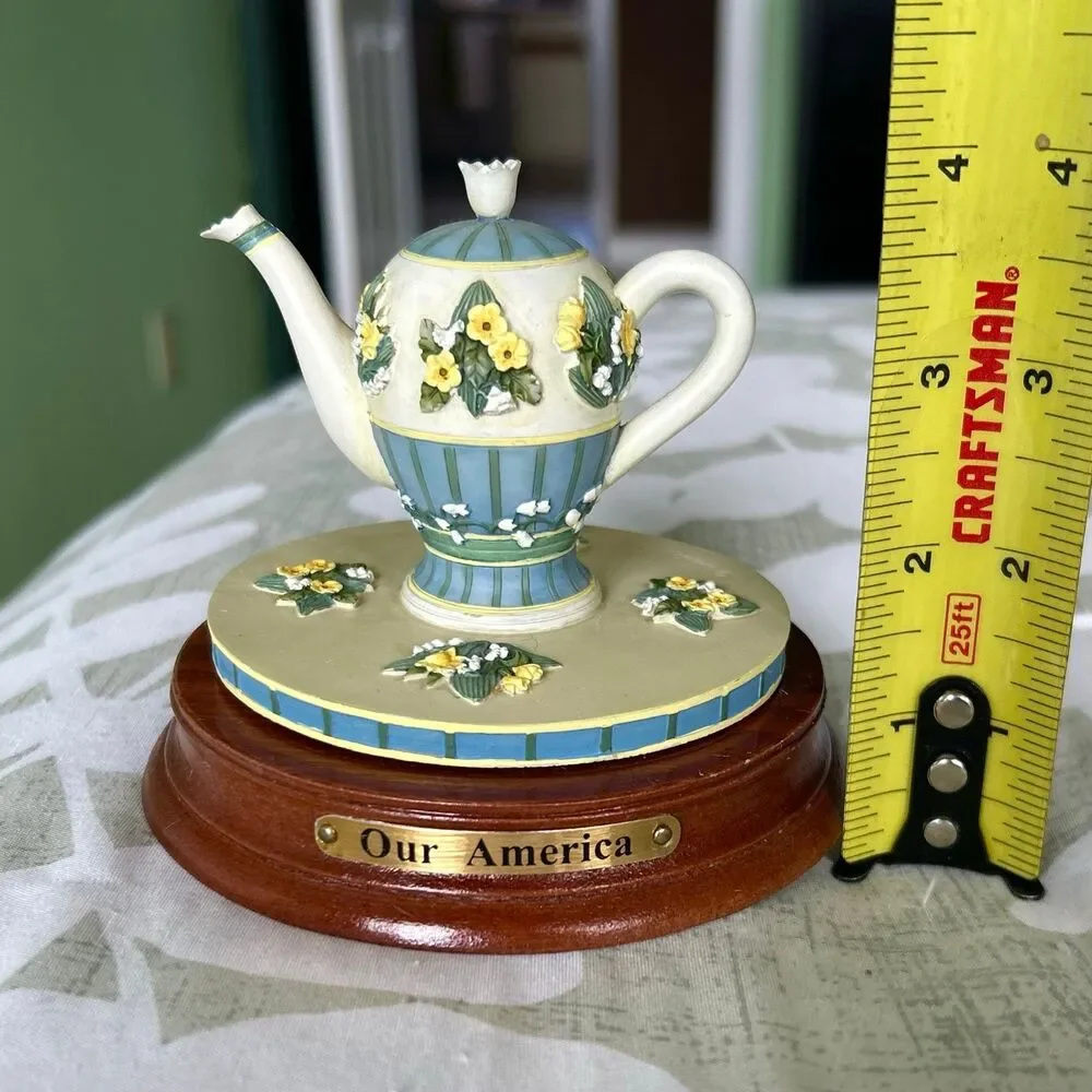 VTG Dainty Floral Elegant Teapot Kettle On Base Our American Unique Mini Accent