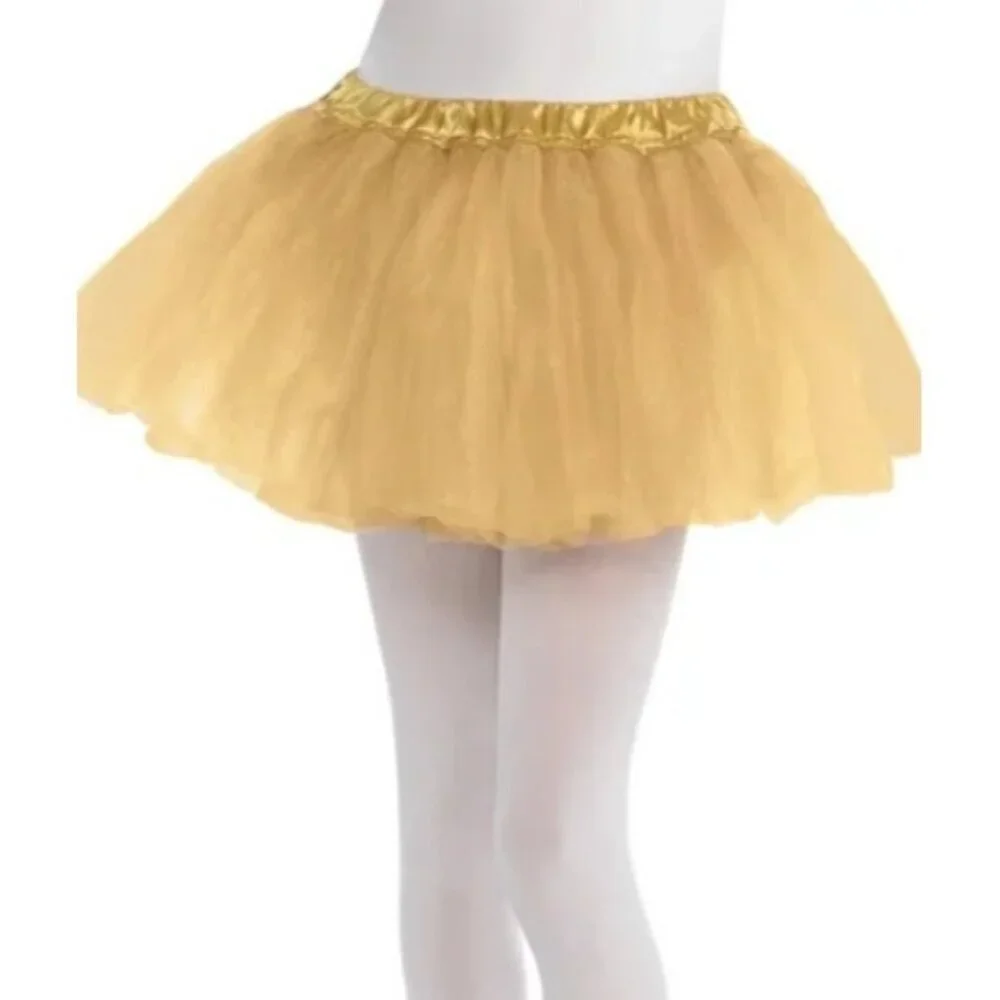 Youth Child Size S/M Mesh‎ Tutu Skirt Gold Ideal for Play Pretend Halloween 438