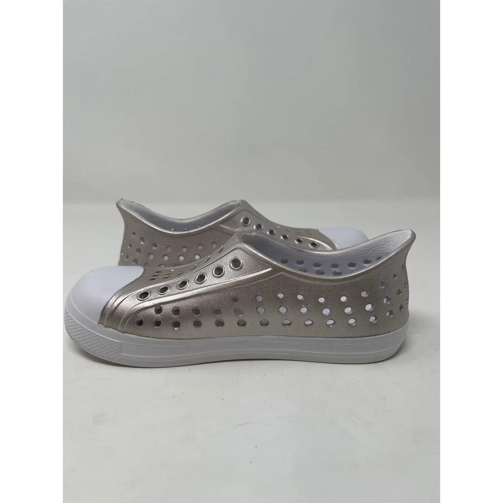 Wonder Nation Slip On Water Shoes Kids 11-12 Champagne Gold Excellent Perforated