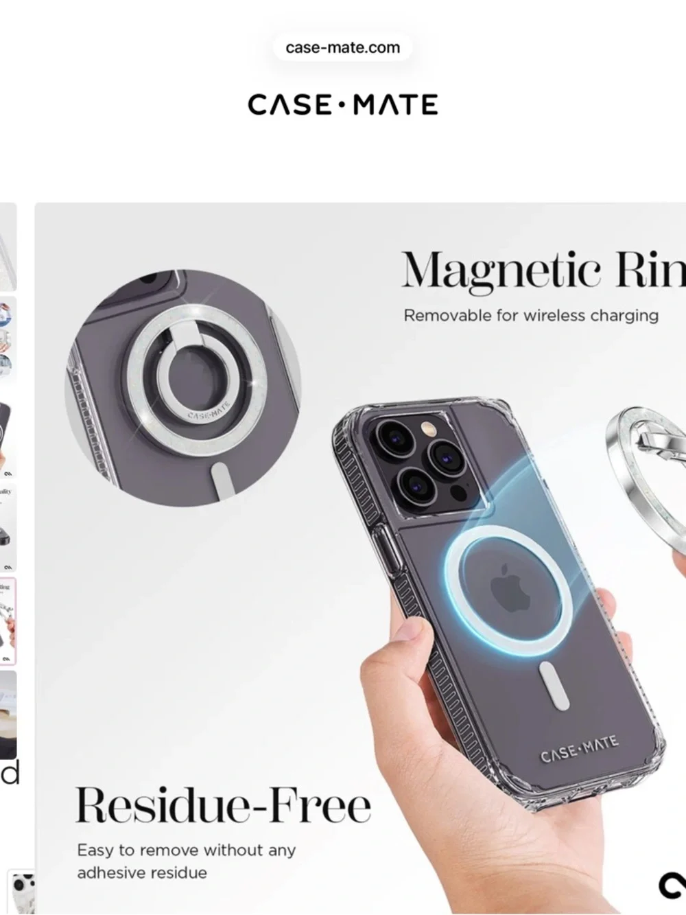 NIB case-mate Magnetic Ring Stand - Silver Twinkle Diamond design