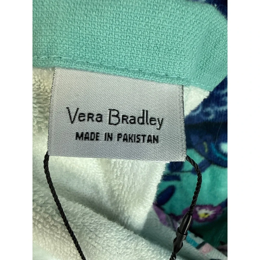 NWT Vera Bradley Beach Towel Teal Peacock Garden Floral Cotton Plush 33x66 Vacay
