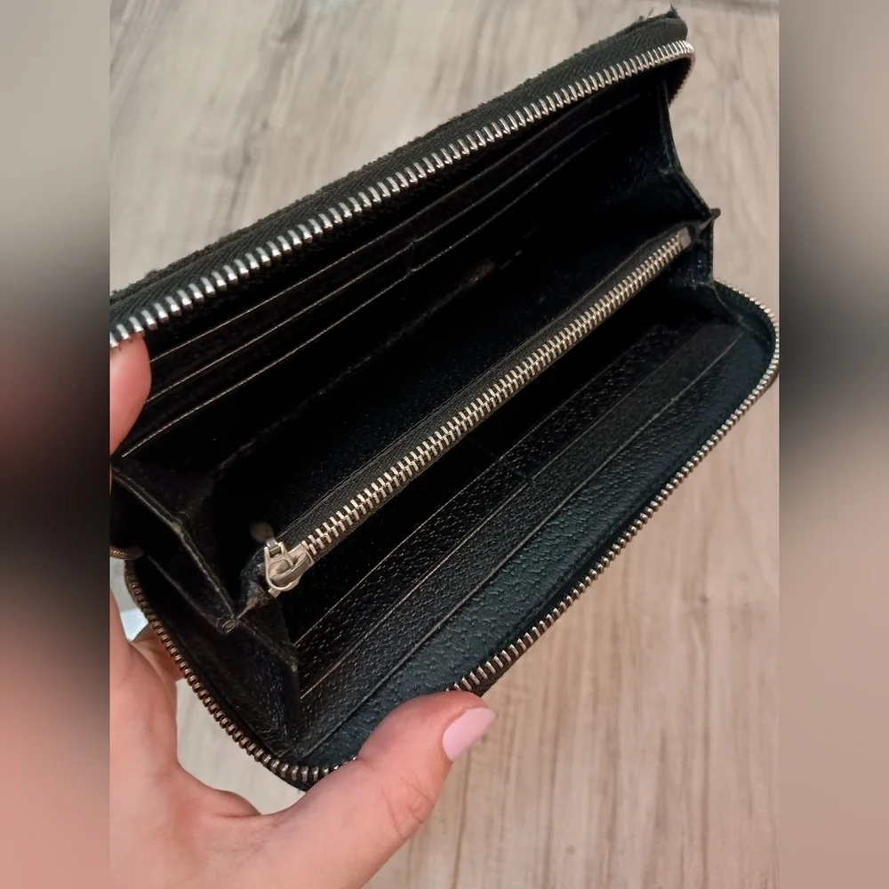 BVLGARI's Logo Mania Canvas Zip Around Long Wallet Black