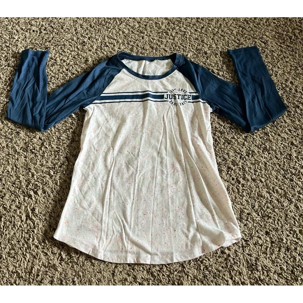 Justice‎ Girl navy/speckled baseball color-block long sleeve size 10