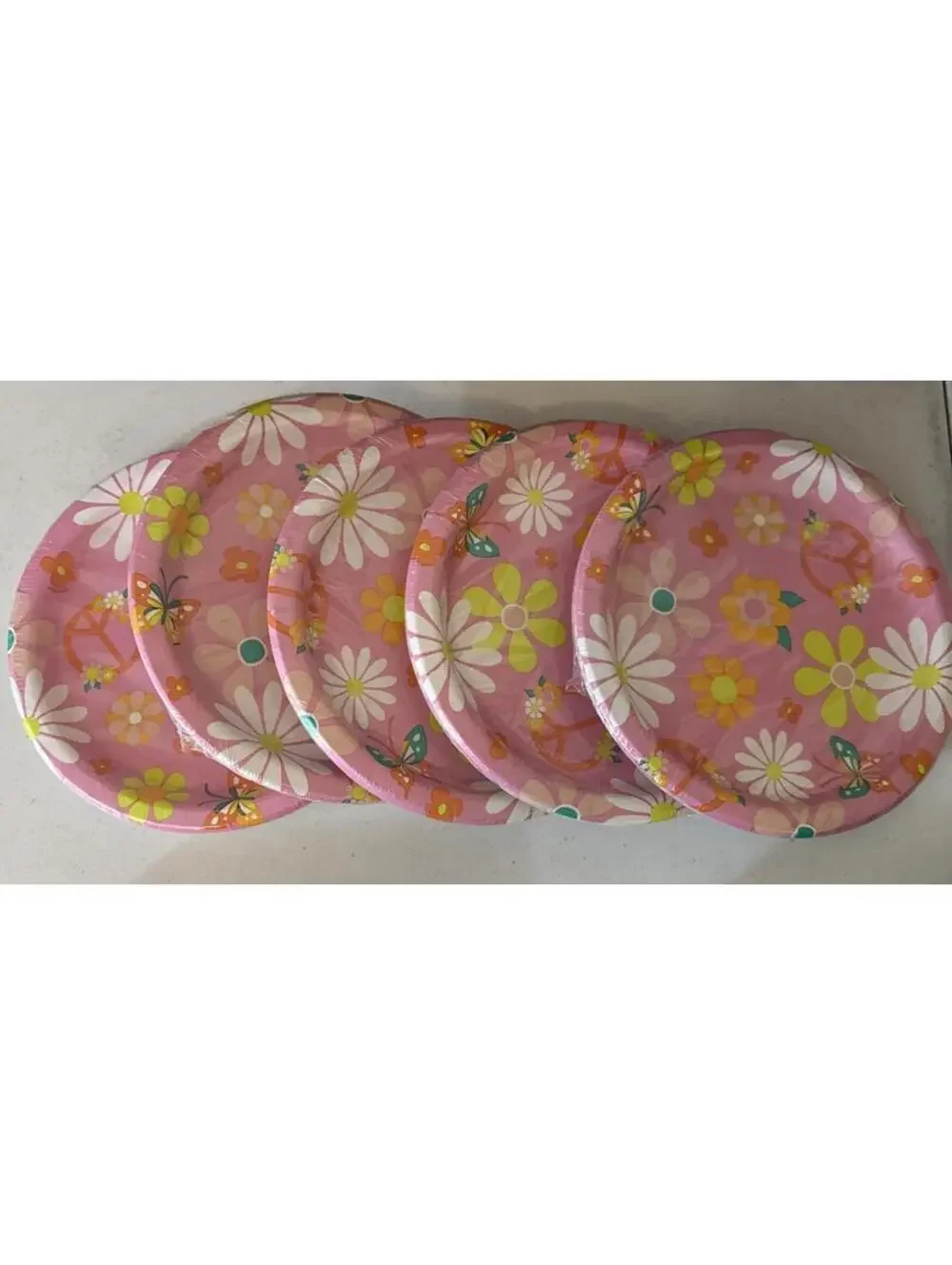 Party Supplies Lot 5 Lrg Plates 5 Sm Plates 3 Napkins Peace Birthday Floral Pink
