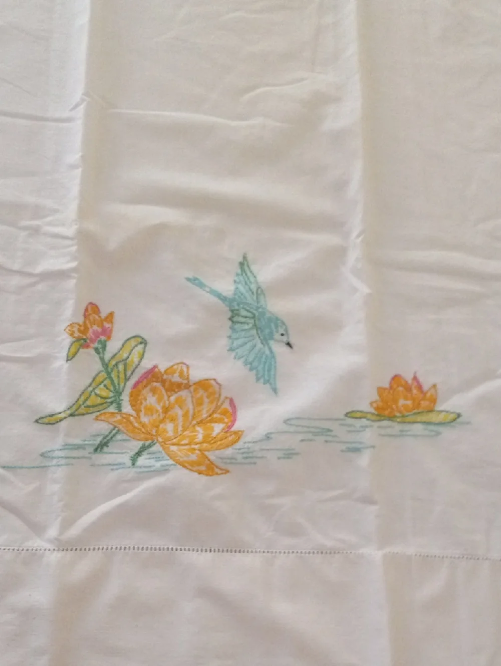 Hand Crafted bird pillowcases stains