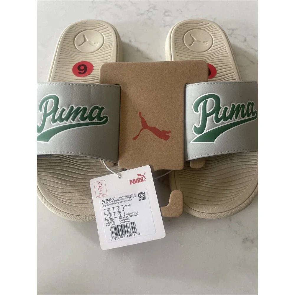 Puma Size 6 Junior‎ Cool Cat Sport Retro JR Slide Sandals Gray 398616-01 Kids