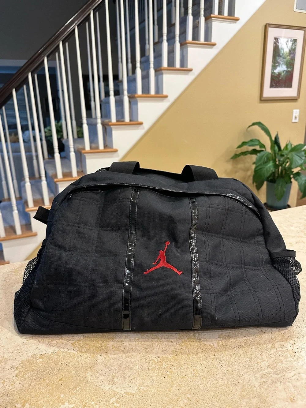 JORDAN - Black Duffle Bag with Red Jumpman Gym Travel Bag