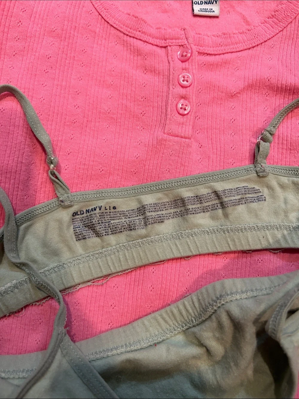 Old Navy Girls Short Sleeve Bundle and Olive Bralette Layer