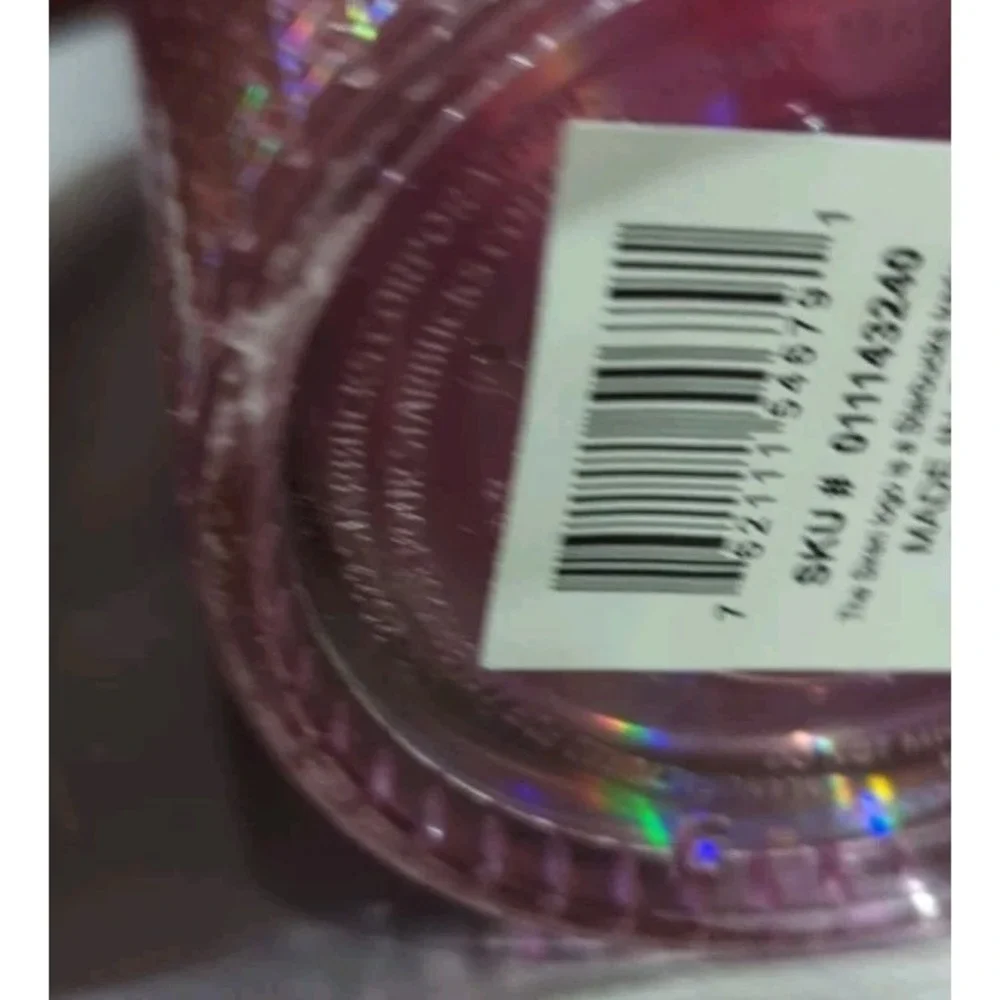 Starbucks 2023 Grid Bubblegum Gradient Pink Silver Iridescent Tumbler Cup 24‎ oz